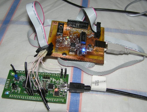 Жутко смотреть на плату клона OOCDLink(пробовал разные способы переноса тонера на заготовку и различные режимы пайки при помощи фена). Зато работает.