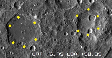 Пример кратера шеститигранника на Луне