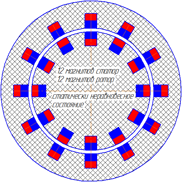 Магнитная вращалка с компенсированными магнитами
